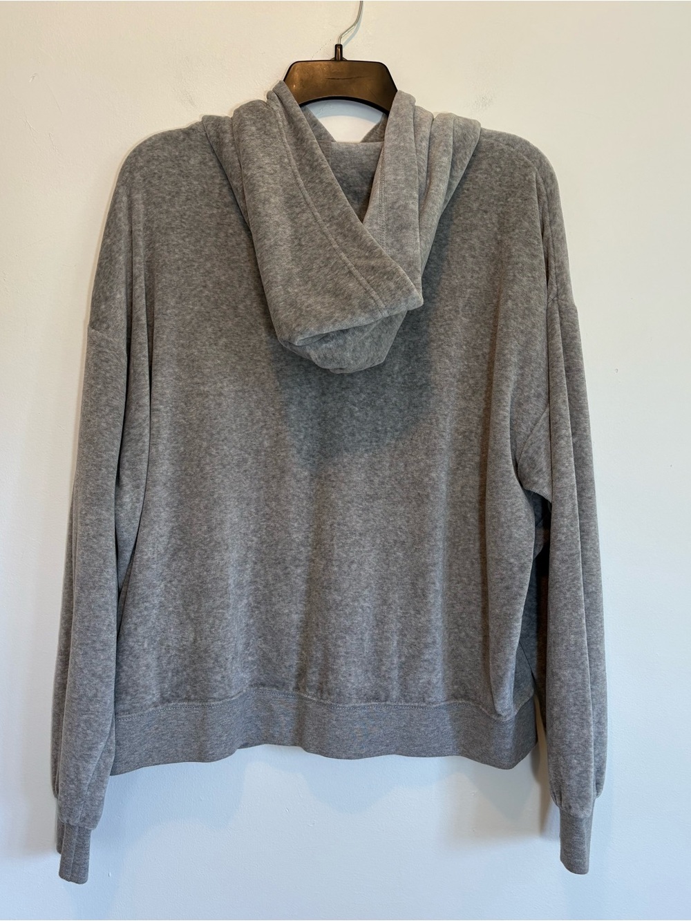 Polo Ralph Lauren Velour Hoodie Gray Pullover Sweatshirt Large - Picture 4 of 7